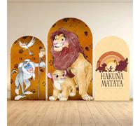 Housse de toile de fond Le Roi Lion pour fête d'enfants, Simba & Mufasa, Hakuna Matata, décor de photographie, décoration d'événement et accessoire de photomaton X09060