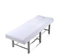 Housse de trampoline solide de haute qualité pour salon de beauté, traitement des massages et spa, drap housse avec bande en caoutchouc et trou Blanc 80 x 190 cm