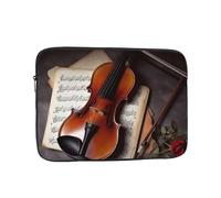 Housse de transport antichoc pour ordinateur portable, violon, partition de musique, Noir , 25.40 cm