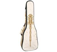 Housse de transport élégante en forme de libellule dorée de 58,4 cm avec rembourrage de ligne pour ukulélé avec rangement et poignée épaisse, Multicolore 01., 25.9x9x3.1in/66x23x8cm, Organiseur de sac