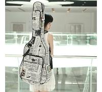 Housse de transport en tissu Oxford 600D style journal pour guitare folk acoustique avec sangles rembourrées cousues et housse de transport rembourrée pour guitare de 101,6 cm