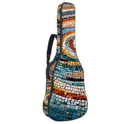 Housse de transport étanche pour guitare acoustique de 101,6 / 104,7 / 106,7 cm avec compartiment pour accessoires, motif mosaïque en spirale, Multicolore #08, 42.9x16.9x4.7 in, Sac pour guitare