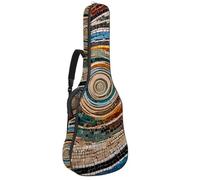 Housse de transport étanche pour guitare acoustique de 101,6 / 104,7 / 106,7 cm avec compartiment pour accessoires, motif mosaïque en spirale, Multicolore #01, 42.9x16.9x4.7 in, Sac pour guitare