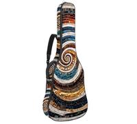 Housse de transport étanche pour guitare acoustique de 101,6 / 104,7 / 106,7 cm avec compartiment pour accessoires, motif mosaïque en spirale, Multicolore #07, 42.9x16.9x4.7 in, Sac pour guitare