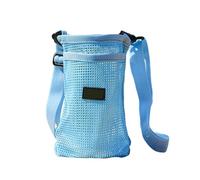 Housse de transport portable pour bouteille d'eau de sport en maille avec sangle réglable - Accessoires de camping en plein air - Poids léger - Pour la randonnée, bleu, Taille unique