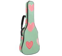 Housse de transport pour guitare 101,6 cm, 104,7 cm, 106,7 cm, rembourrage doux en éponge de 1 cm d'épaisseur pour guitare acoustique, électrique, guitare classique, jolis cœurs sur fond vert sauge