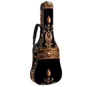 Housse de transport pour guitare acoustique avec deux poches, motif couronne royale dorée vintage résistante à l'eau 63, Couronne royale dorée vintage, 42.9x16.9x4.7 in, Élégant