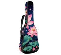 Housse de transport pour guitare acoustique avec double bandoulière réglable et boucle de suspension arrière Motif fleur de lotus Rose 101,6 cm, Multicolore 08, 42.9x16.9x4.7 in, Sac à dos décontracté
