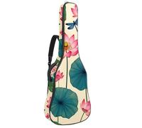 Housse de transport pour guitare acoustique avec double bandoulière réglable et boucle de suspension arrière Motif fleur de lotus Rose 101,6 cm, Multicolore 10., 42.9x16.9x4.7 in, Sac à dos