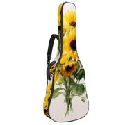 Housse de transport pour guitare acoustique de style rustique avec double bandoulière réglable et boucle de suspension au dos Motif bouquet de tournesols jaunes 101,6 x 104,7 cm, Multicolore 01