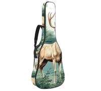 Housse de transport pour guitare acoustique, grande et belle housse pour 101,6 cm/104,7 cm, imperméable avec couche de protection en éponge, plusieurs poches, beau cerf, multicolore, 42.9x16.9x4.7 in,