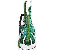 Housse de transport pour guitare acoustique, motif feuille de Monstera verte et plante tropicale 101,6 cm, 101,6 cm, 106,7 cm avec double bandoulière réglable et boucle de suspension arrière