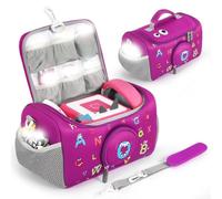 Housse de transport pour lecteur audio Toniebox Kit de démarrage et écouteurs Sac de rangement de voyage en nylon avec poignée et bandoulière Compatible avec figurines et A (Violet)