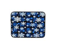 Housse de transport pour ordinateur portable 10" Motif flocons de neige et pois Bleu marine