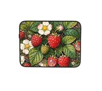 Housse de transport pour ordinateur portable 12" Motif feuilles vertes framboise