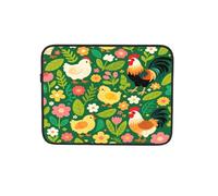 Housse de transport pour ordinateur portable 13" Motif fleur de poulet Vert