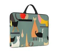 Housse de transport pour ordinateur portable 14 pouces - Antichoc - Art moderne du milieu du siècle - Chats - Housse de transport avec poignée