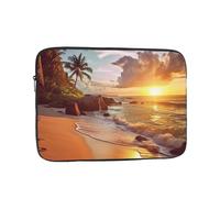 Housse de transport pour ordinateur portable 38,1 cm, imperméable et résistante aux chocs, motif plage tropicale au coucher du soleil