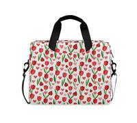 Housse de transport pour ordinateur portable avec fermeture éclair - Bandoulière portable avec poignée et bandoulière - 38,1 à 15,2 cm - Fermeture éclair - Jolie coccinelle - Cœur et fleur