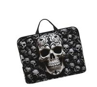 Housse de transport pour ordinateur portable de 14", légère, imperméable, résistante aux chocs, souple, avec poignée, motif crânes noirs et blancs