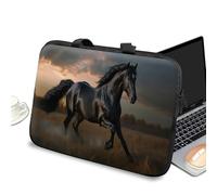 Housse de transport pour ordinateur portable de 43,2 cm avec poignée et fermeture éclair, pour tablette, ordinateur portable, mallette, sac fourre-tout portable pour homme et femme, cheval noir
