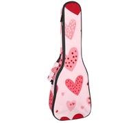 Housse de transport pour ukulélé 58,4 cm sans couture avec petits cœurs et pois rembourrés avec rangement et poignée épaisse, Multicolore 01., 25.9x9x3.1in/66x23x8cm, Organiseur de sac