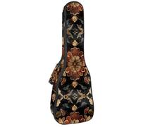 Housse de transport rembourrée pour ukulélé 58,4 cm Motif tête de mort et fleurs Jour des morts Avec rangement et poignée épaisse, Multicolore 03., 25.9x9x3.1in/66x23x8cm, Organiseur de sac