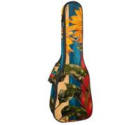 Housse de transport rembourrée pour ukulélé 58,4 cm Motif tête de mort, lune, champignon, papillon, plante nocturne, motif gothique, housse de transport avec rangement et poignée épaisse, Multicolore