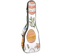 Housse de transport rembourrée pour ukulélé 58,4 cm - Œufs de Pâques - Style folk vintage - Housse de transport avec rangement et poignée épaisse, Multicolore 08, 25.9x9x3.1in/66x23x8cm, Organiseur de