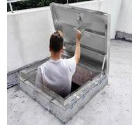 Housse de trappe de toit imperméable avec poignée - 100 x 90 cm - Porte de sécurité carrée pour entretien de trou d'homme/sortie de cave - Panneau d'accès au toit (intérieur 80 x 89,9 cm)