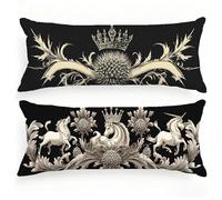 Housse de Traversin 150 cm Noir Taie d'oreiller 50 x 150 Lot de 2, Housse de Coussin Europe du Nord Taie de Traversin Lin Protège Oreiller HD Double Face Impression pour Chambre Lit Canapé, Model513