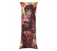 Housse de Traversin 150 cm x 50 cm Japonais Taie d'oreiller Dessin animé Taie de Traversin Velour Améliorer Sommeil Qualité Protège Oreiller Double Face Impression pour Chambre Lit Canapé, Model99