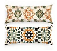 Housse de Traversin 180 cm Europe du Nord Taie d'oreiller 60 x 180 Lot de 2, Housse de Coussin Bohême Taie de Traversin Lin Protège Oreiller HD Double Face Impression pour Chambre Lit Canapé, Model312