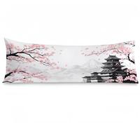 Housse de Traversin 90 cm x 30 cm japonais Taie d'oreiller Fleurs de cerisier Taie de Traversin Doux Resistant Velour Protège Oreiller Double Face Impression pour Salon Chambre Lit Canapé, Model756