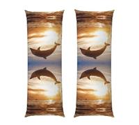 Housse de traversin long motif dauphin amusant 50,8 x 152,4 cm, taie d'oreiller rectangulaire avec fermeture éclair invisible, housse de coussin décorative en tissu peluche doux