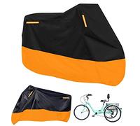 Housse de tricycle de qualité supérieure pour adulte, convient à tous les vélos ou motos à 3 roues de rangement extérieur et intérieur, 264,2 x 110 x 124,5 cm (L x l x H) (noir et orange)