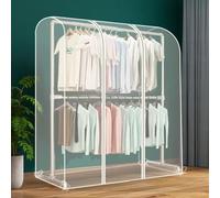 Housse de tringle à vêtements double avec fermeture éclair - Housse anti-poussière extra haute de 180 cm pour robes, manteaux et vestes, protection imperméable pour porte-vêtements suspendu