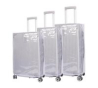 Housse de valise 3 pièces, housse de protection bagage en PVC transparent épais, avec bande fixation inférieure réglable, pour bagages valise à roulettes