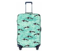 Housse de valise à imprimé biologique océan Pacifique, convient pour les bagages de 46 à 82 cm, Noir , L