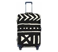 Housse de valise africaine en tissu boueux noir et blanc, protection lavable de qualité supérieure avec fermeture éclair et boucle sécurisées, convient aux valises de voyage de 45 à 80 cm (très gran