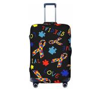 Housse de valise « Amour et sensibilisation à l'autisme », protection de valise lavable de qualité supérieure avec fermeture éclair et boucle sécurisées, convient aux valises de voyage de 18 à 32 po