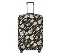 Housse de valise de voyage universelle élastique lavable double face Motif guitare, Noir , M