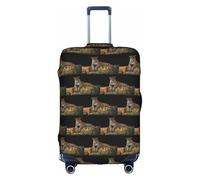 Housse de valise élastique avec fermeture éclair invisible sur le côté imprimé léopard africain sur rocher protège les bagages de la poussière des rayures, blanc, S