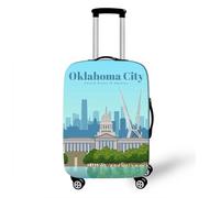 Housse De Valise Elastique Housse De Protection pour Bagage Impression 3D De L'Architecture De La Ville Cabine Luggage Valise Cabine Trolley Case Cover pour Enfants Adultes (Color 6,L(26-28inch))