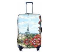 Housse de valise élastique imprimée rue à Paris Town pour voyage d'affaires, poussière avec trous de poignée, grande housse de valise, blanc, M
