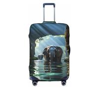 Housse de valise élégante et résistante aux rayures et à la poussière Motif éléphant dans l'eau, blanc, très grand