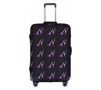 Housse de valise élégante violette à talons hauts avec imprimé rouge à lèvres élastique avec fermeture éclair invisible sur le côté imprimé, protège les bagages de la poussière des rayures, blanc, XL