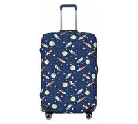 Housse de valise imprimée fusée dans l'espace, convient pour les bagages de 46 à 82 cm, Noir , S