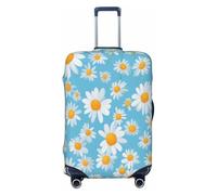 Housse de valise imprimée marguerite blanche sur fond bleu clair, convient pour les bagages de 46 à 82 cm, Noir , L