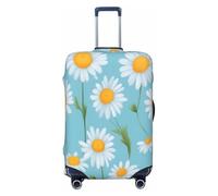 Housse de valise imprimée marguerite blanche sur fond bleu clair, convient pour les bagages de 46 à 82 cm, Noir , XL